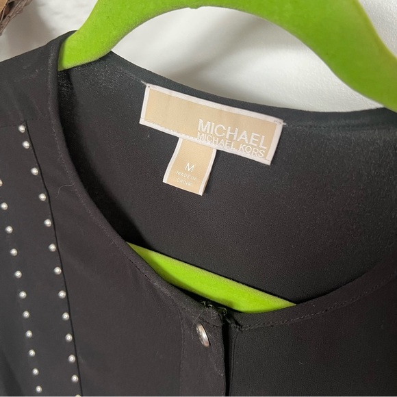 Michael Kors Black HT Button Thru Long Sleeve Blouse - Picture 8 of 9